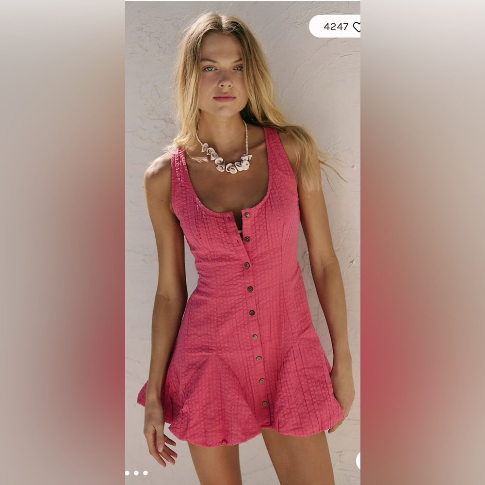 NWT Free People Emilia Pucker Check Mini in Vintage Rosey Pink XS - Picture 5 of 7